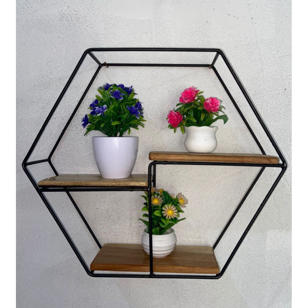 Rak dinding hexagonal rak dinding besi estetik rak dinding minimalis rak dinding besi hexagonal
