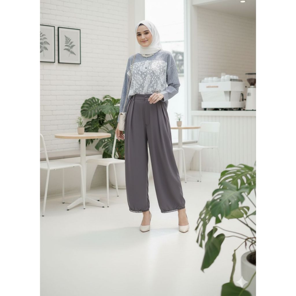 FhanzaProject - Lexa Cuffed Pants Barrel Pants Celana Wanita