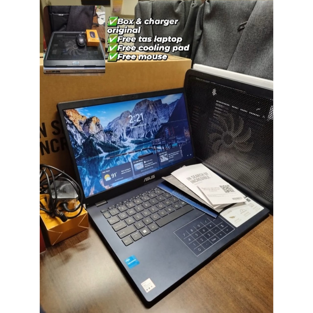 Dijual laptop bekas ASUS Vivobook Go 14 E410KA - 8GB RAM/128 SSD - Pemakaian 3 bulan