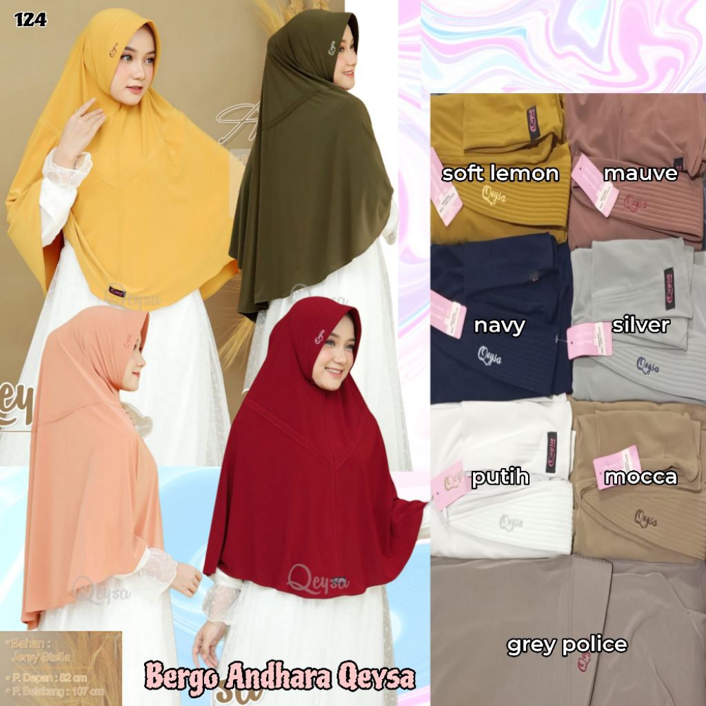 bergo Andhara jumbo qeysa hijab | bergo daily jumbo Jersey andara | bergo qeysa hijab