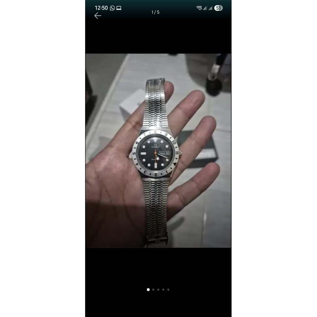 Timex Q TW2V00100 Reissue Black Dial Stainless Steel Strap Second