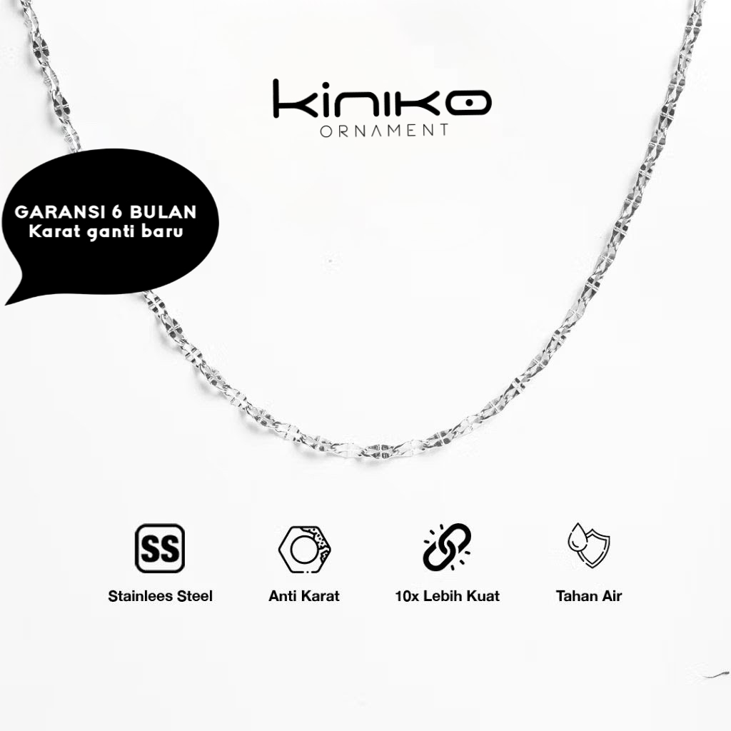 KINIKO Kalung Titanium Pria / Kalung Silver Pria 45 CM - Evia