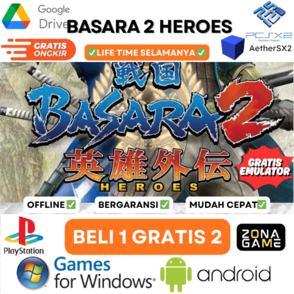 GAME PS2 Basara 2 Heroes + Save Tamat Bisa di Android / PC | BELI 1 GRATIS 2 + Emulator