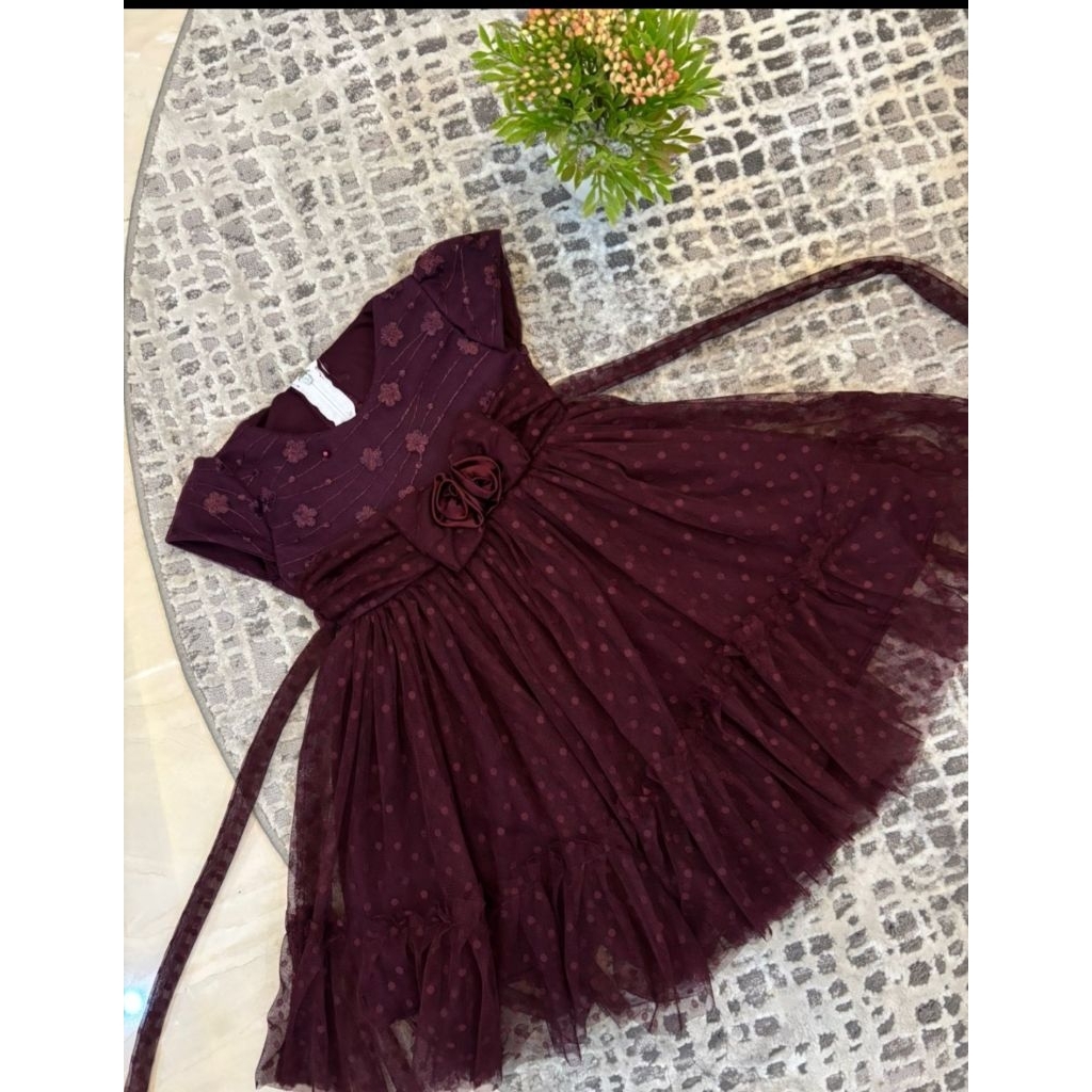 Baju pesta anak Terbaru / Baju pesta dot / gaun mewah / Gaun tile Dot / DOT TANGAN