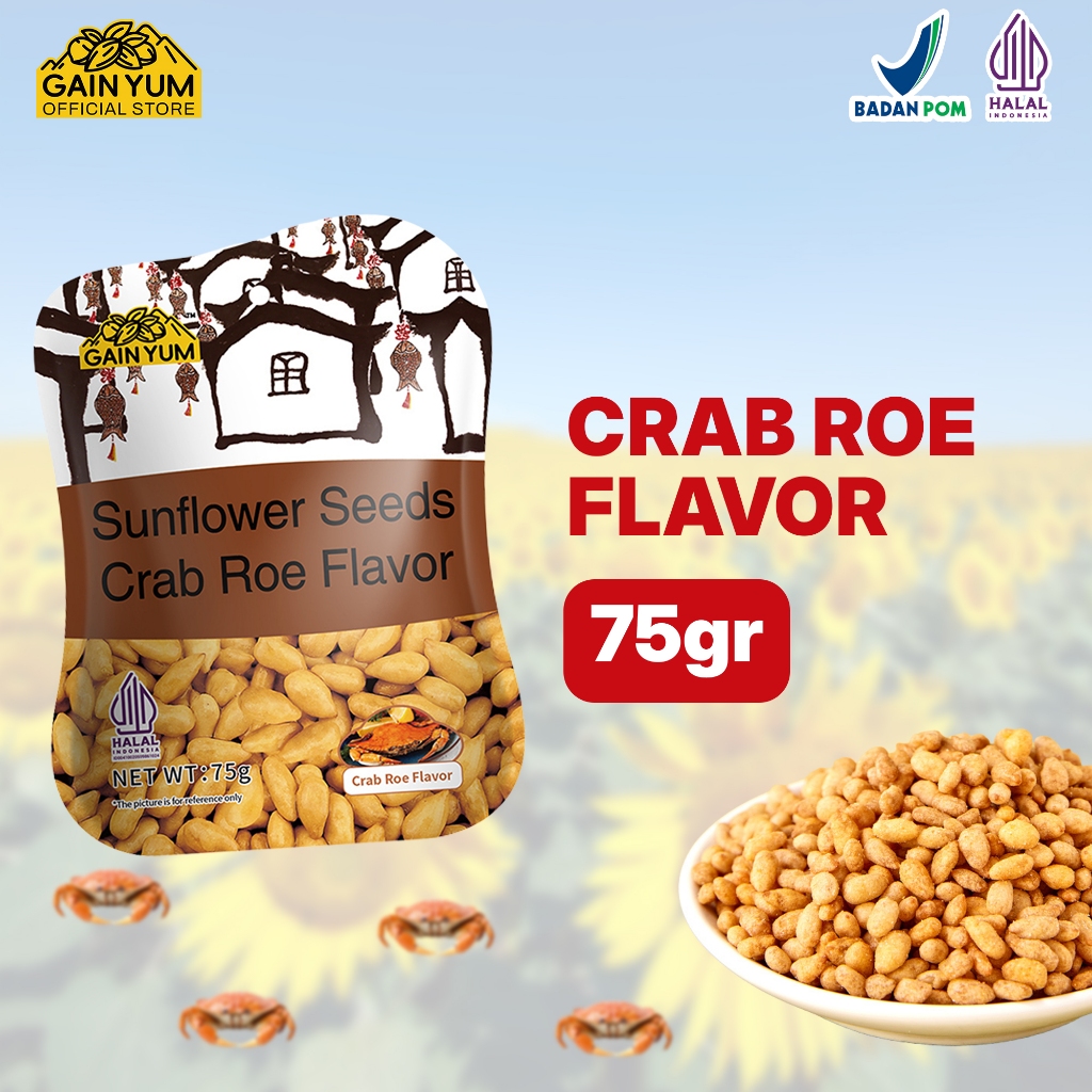 Gain Yum - Kuaci Kupas Rasa Telur Kepiting 75g Sunflower Seeds Crab Roe Snack