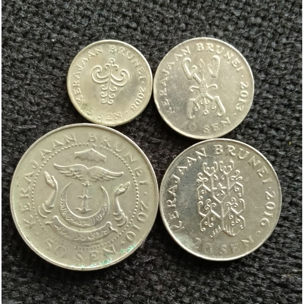 Set mini Koin Brunei 4 Keping 5 - 10 & 20 & 50 sen Hasanal Bolkiah