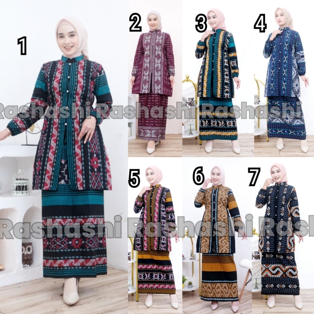 ADARA SET Setelan wanita tenun troso oneset etnik setelan outfit lebaran kondangan kancing depan by 