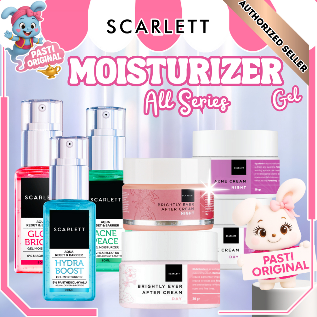Scarlett Whitening / Scarlett Brightening Night cream Day cream brightly ever after acne siang malam