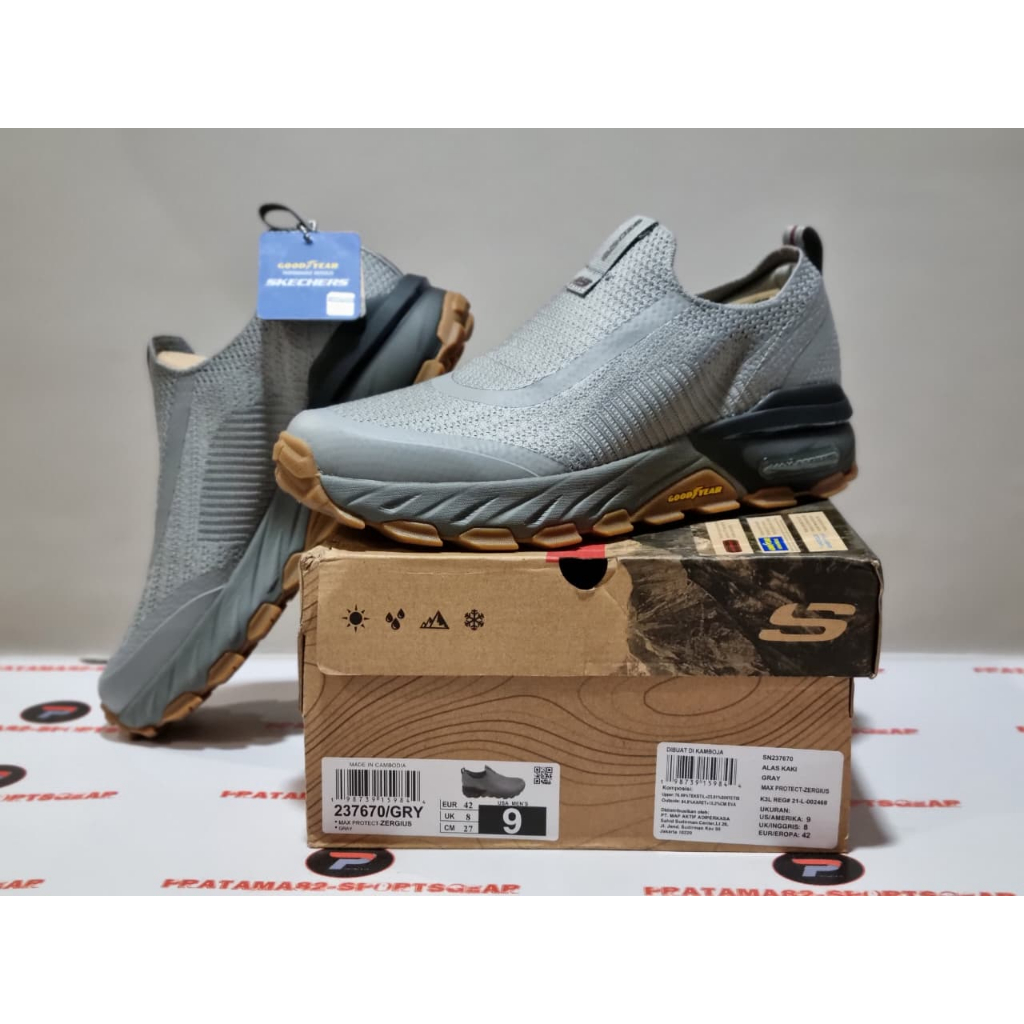 SIZE 42 ( 27 CM ) ORIGINAL ASLI SKECHERS MAX PROTECT ZERGIUS GOODYEAR TRAIL HIKING OUTDOOR SEPATU PR