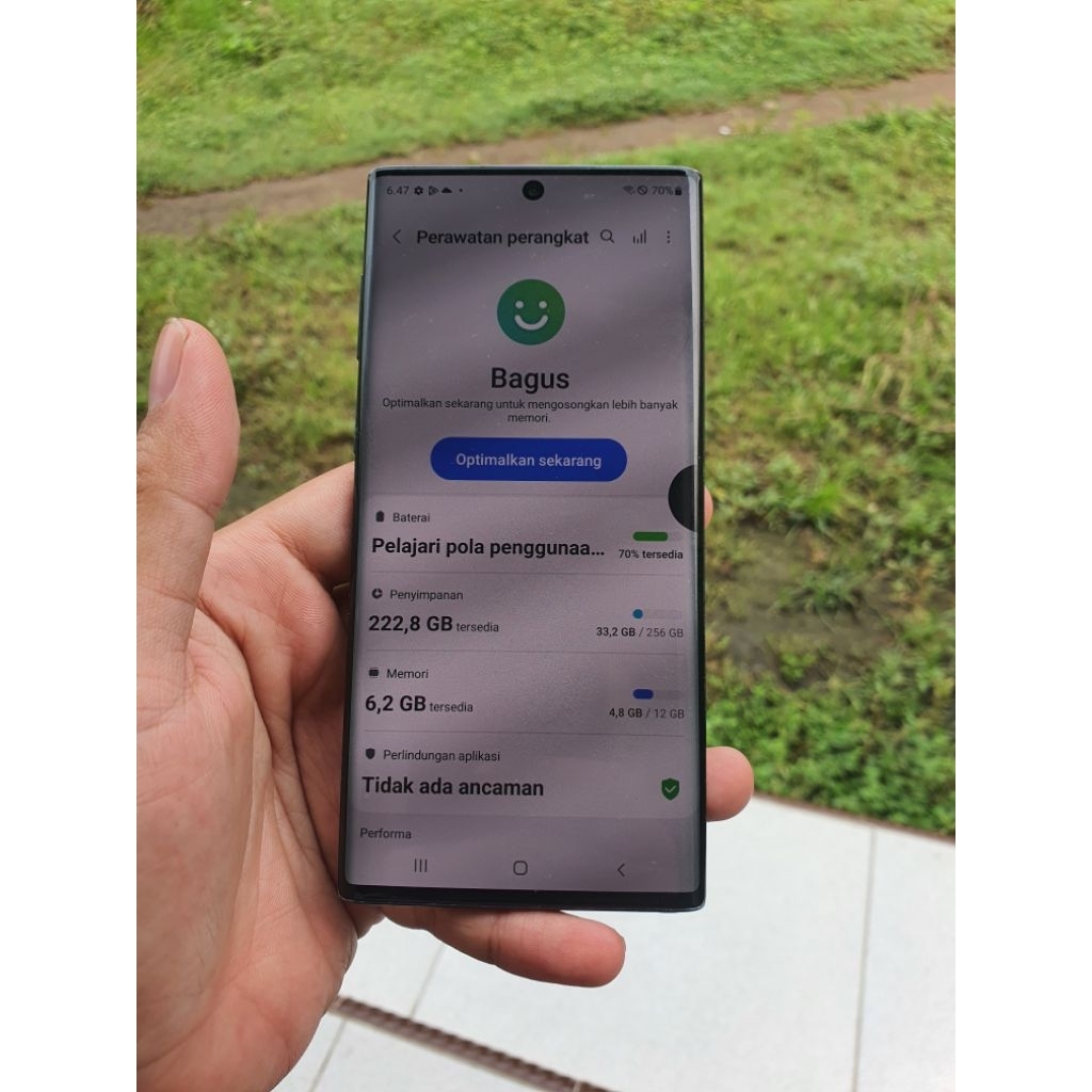 Unit pesanan  Samsung Galaxy note 10 ninggal mesin atas