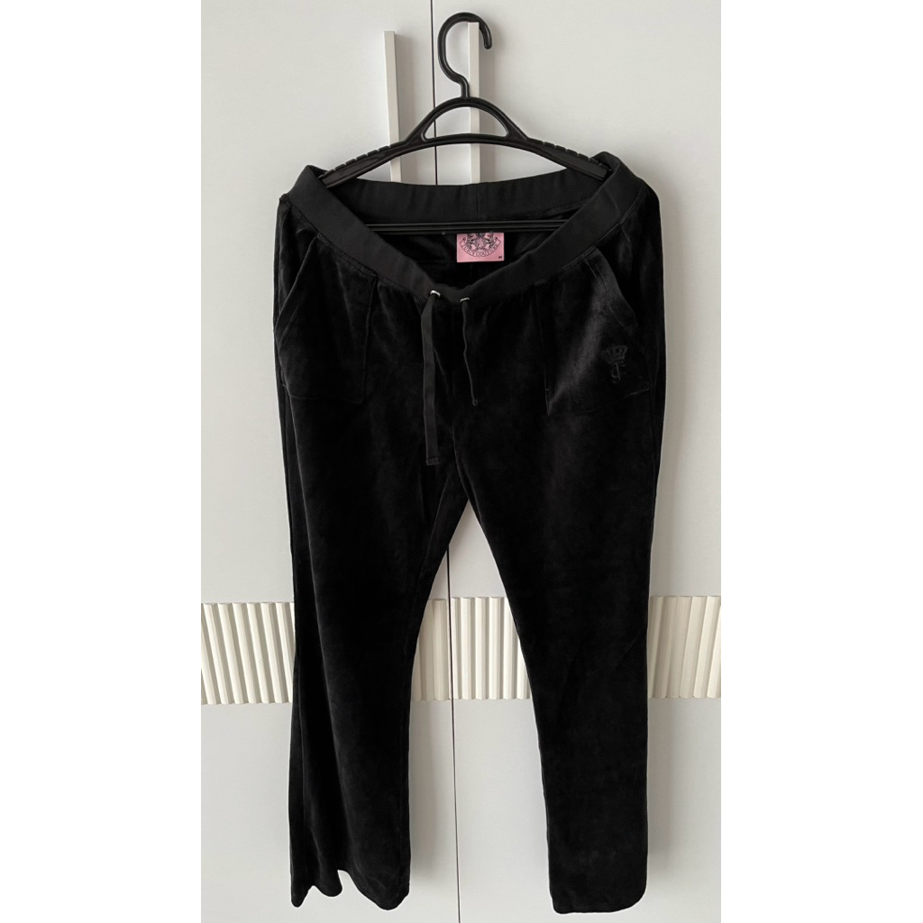 Celana Flare Juicy Couture Wanita Hitam | Celana Tracksuit Velvet Suede M | Celana Training Cewek Ke