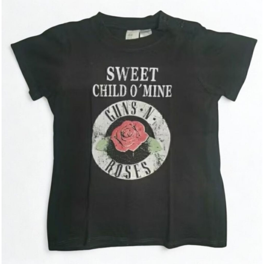 Kaos H&M warna abu tua guns n roses