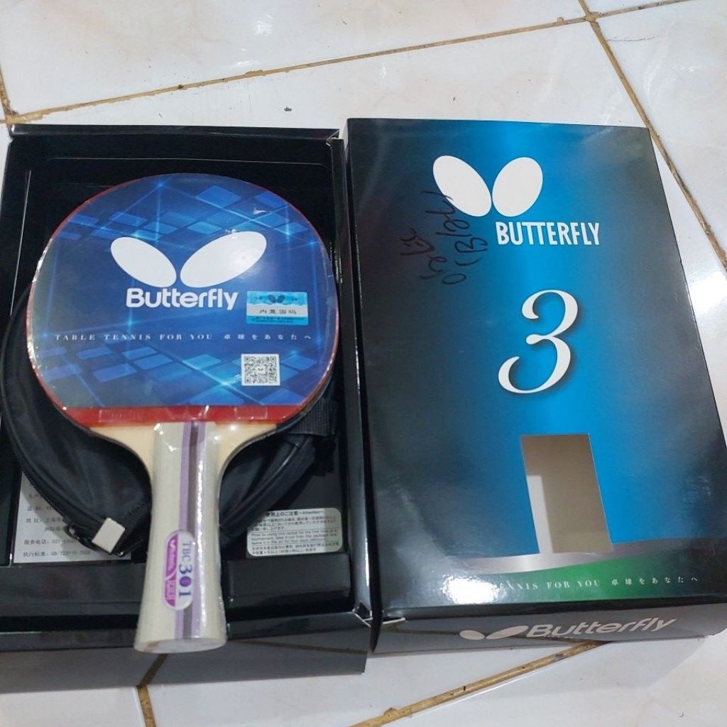 Bet Pingpong Bet Tenis Meja Butterfly TBC 301 + Cover ORIGINAL