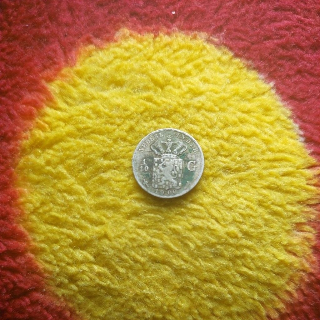 Koin perak 1/10 Gulden tahun 1900 asli