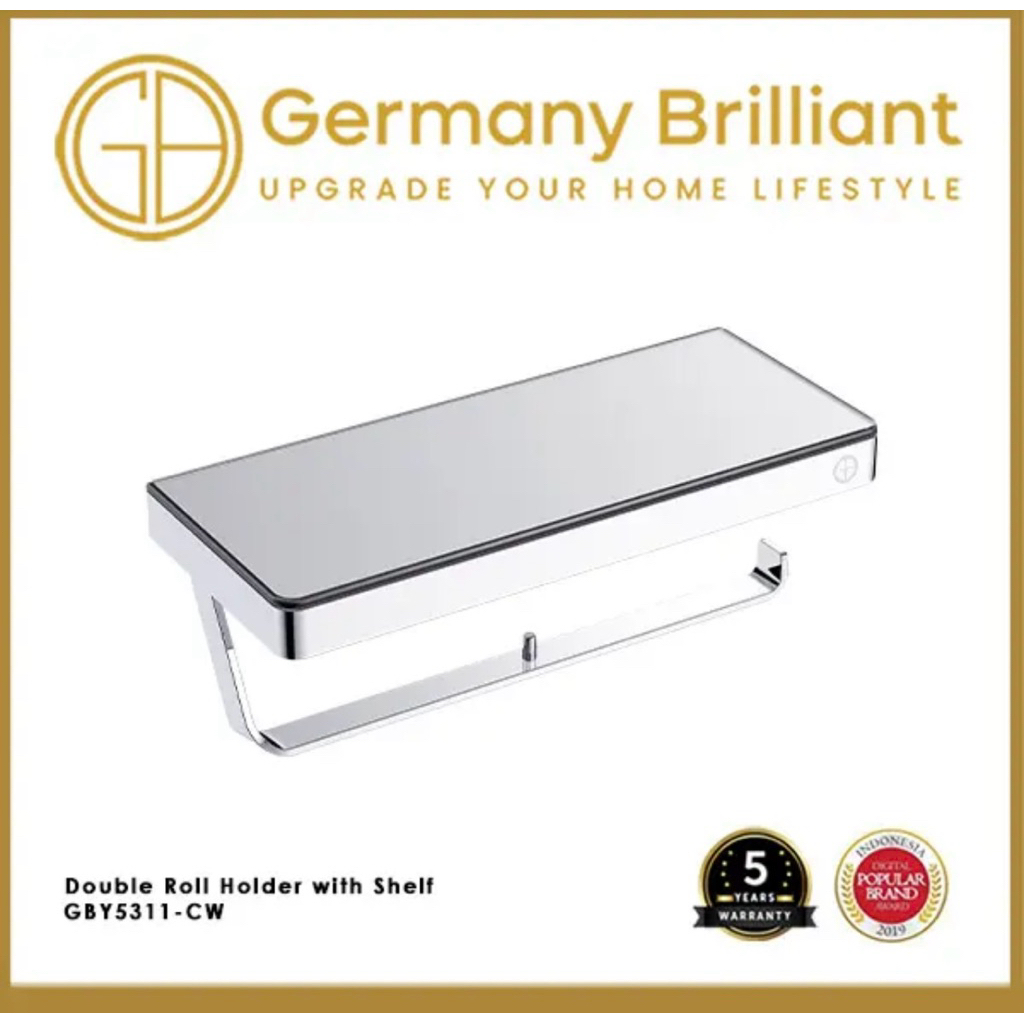 Gwrmany Brilliant Toilet Paper Holder Tempat Tissue Toilet Tisu Gulung Roll GBY5311 Chrome White