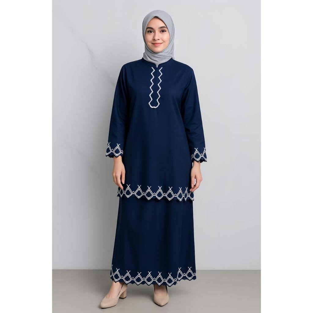 DA BEN Setelan Kurung Tunik Rok Toyobo Katun Premium Wanita Big Size - Baju Kondangan Bordir Elegan