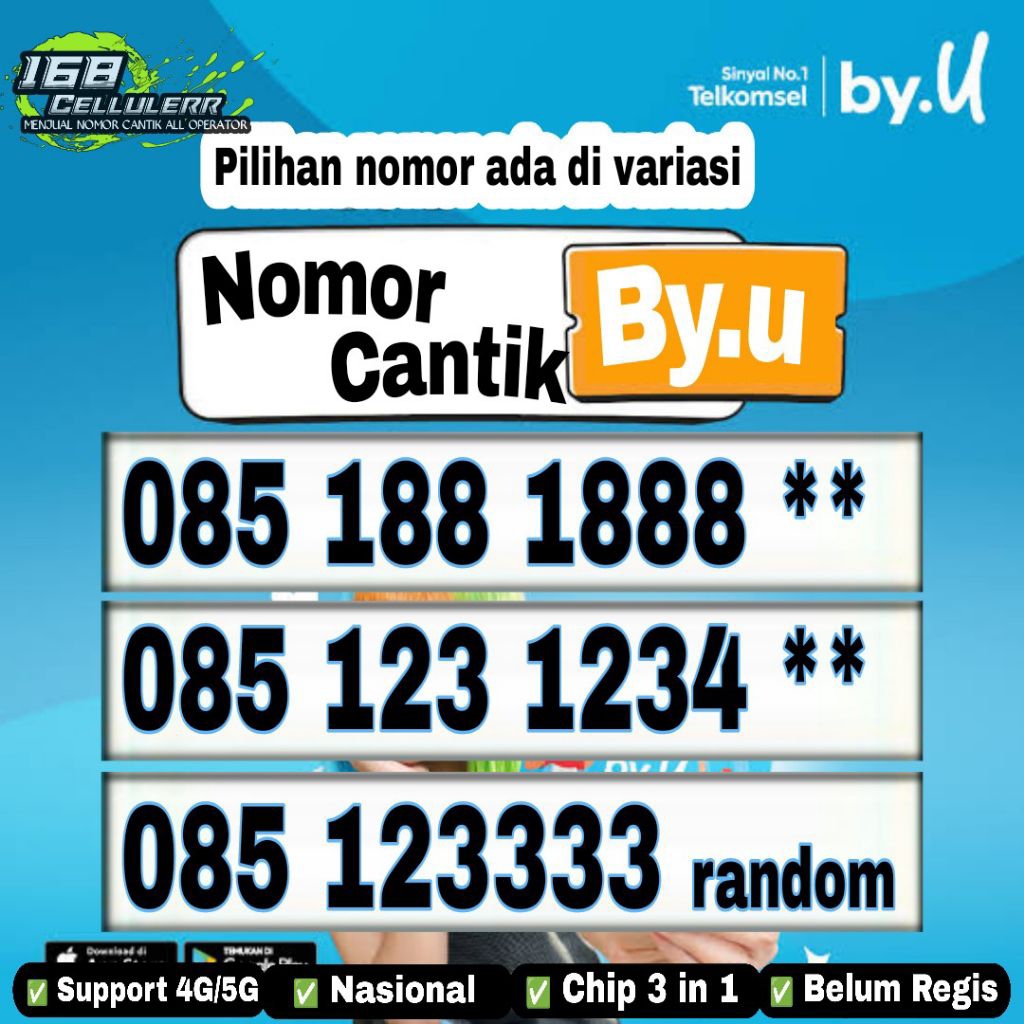 nomor cantik by.u perdana telkomsel 1888