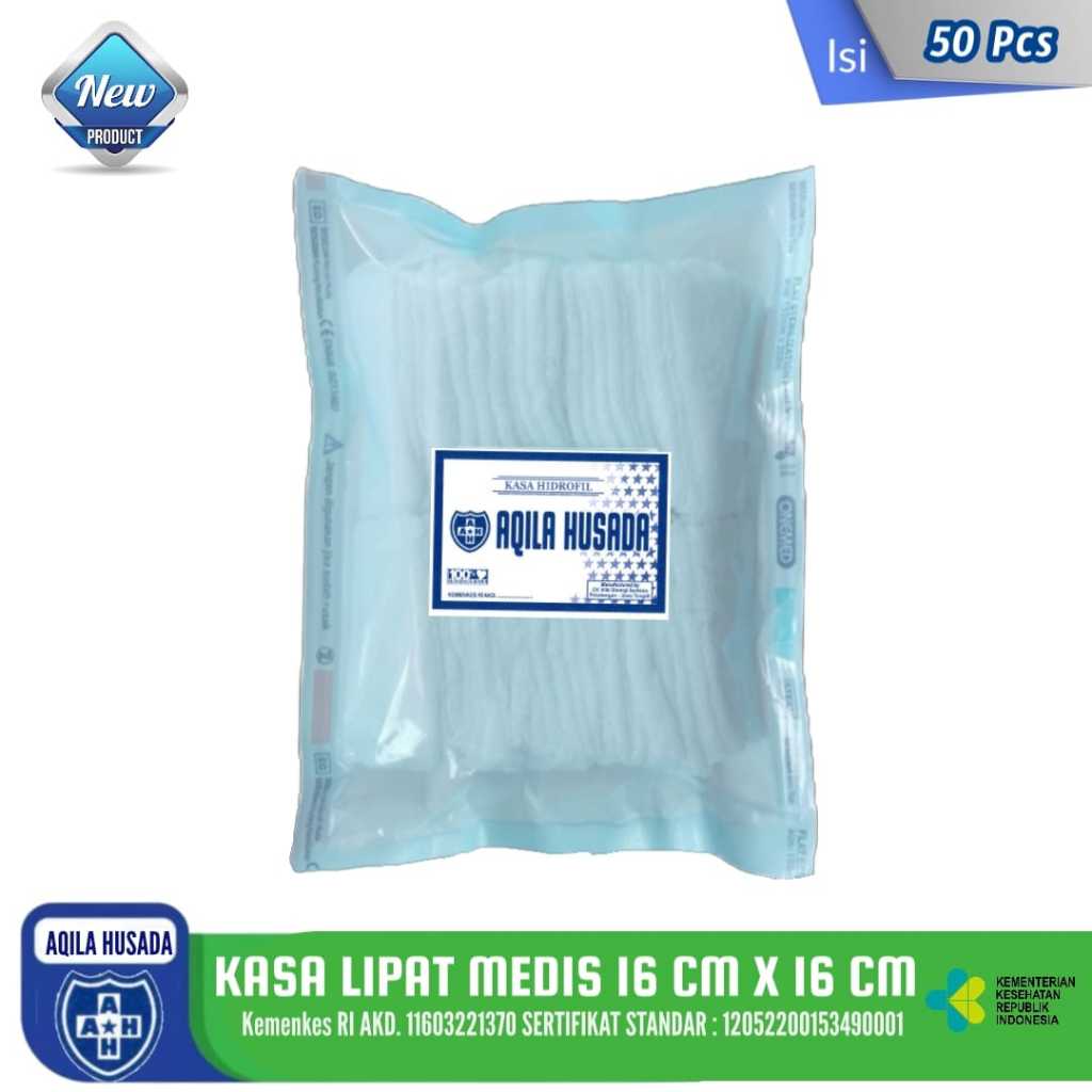 Kasa Lipat Medis Steril Pouch 16x16 Isi 50 Pcs