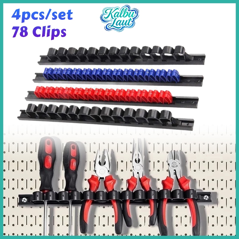 4pcs 78 Clips Rak Obeng Organizer Dinding Gantung Serbaguna Tempat Kunci Pas Tang Perkakas Bengkel
