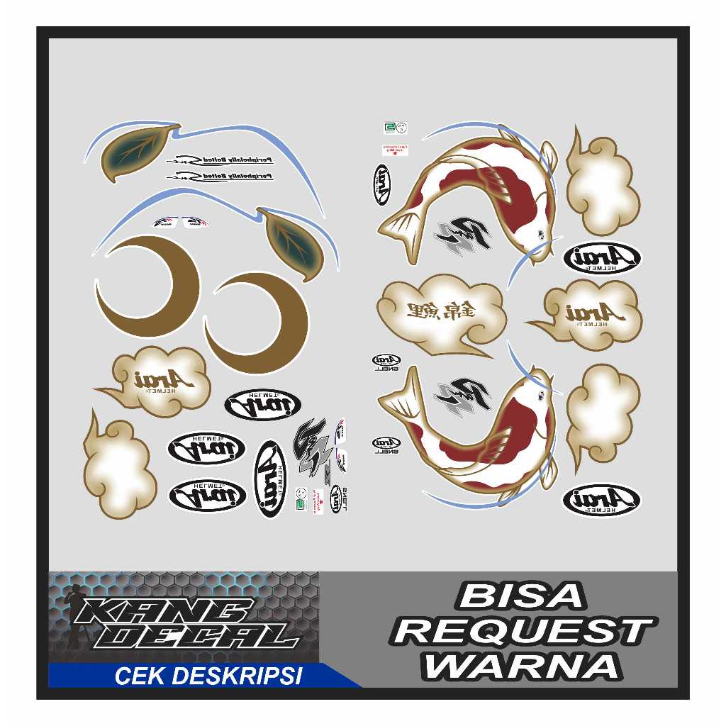 Water Decal / Stiker Decal Helm Motif KOI