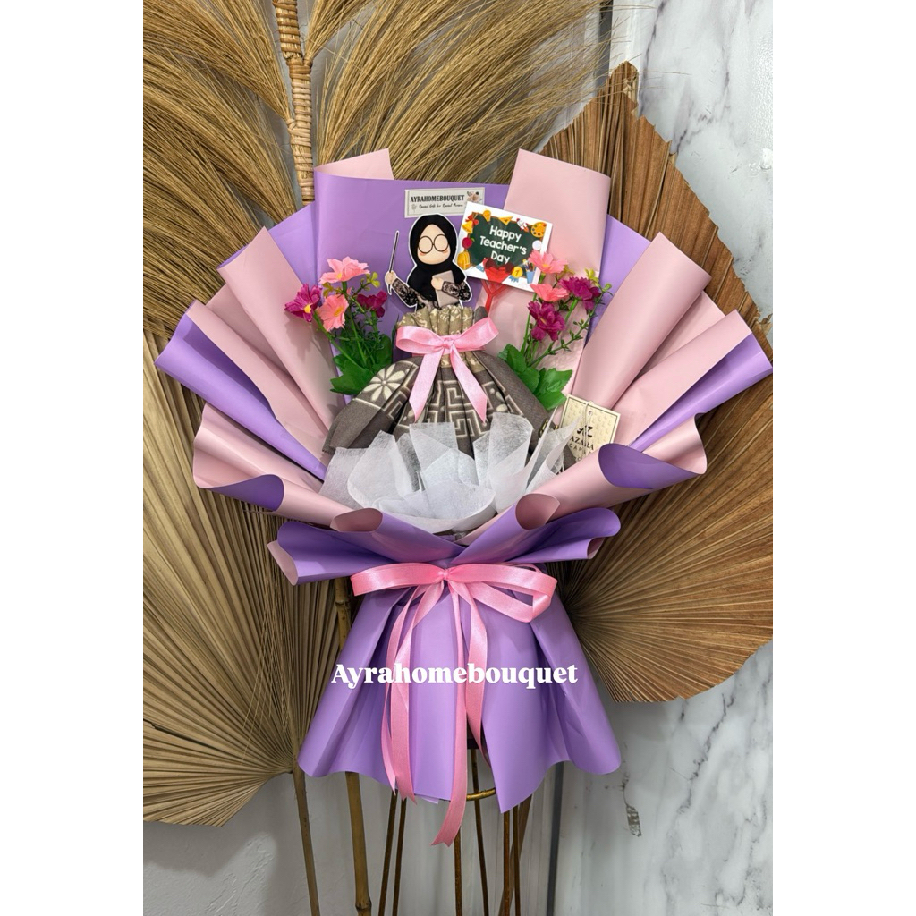 [BUKET KERUDUNG] Buket Bucket Bunga HARI GURU Hijab Kerudung Teacher Day Hampers Kado