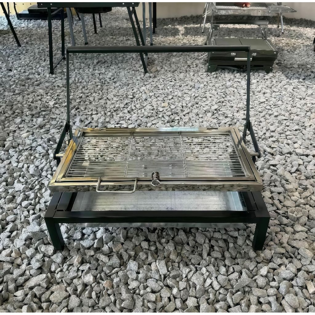 alat pemanggang ayam/ikan disain berputar lipat panggang arang komersial kapasitas besar