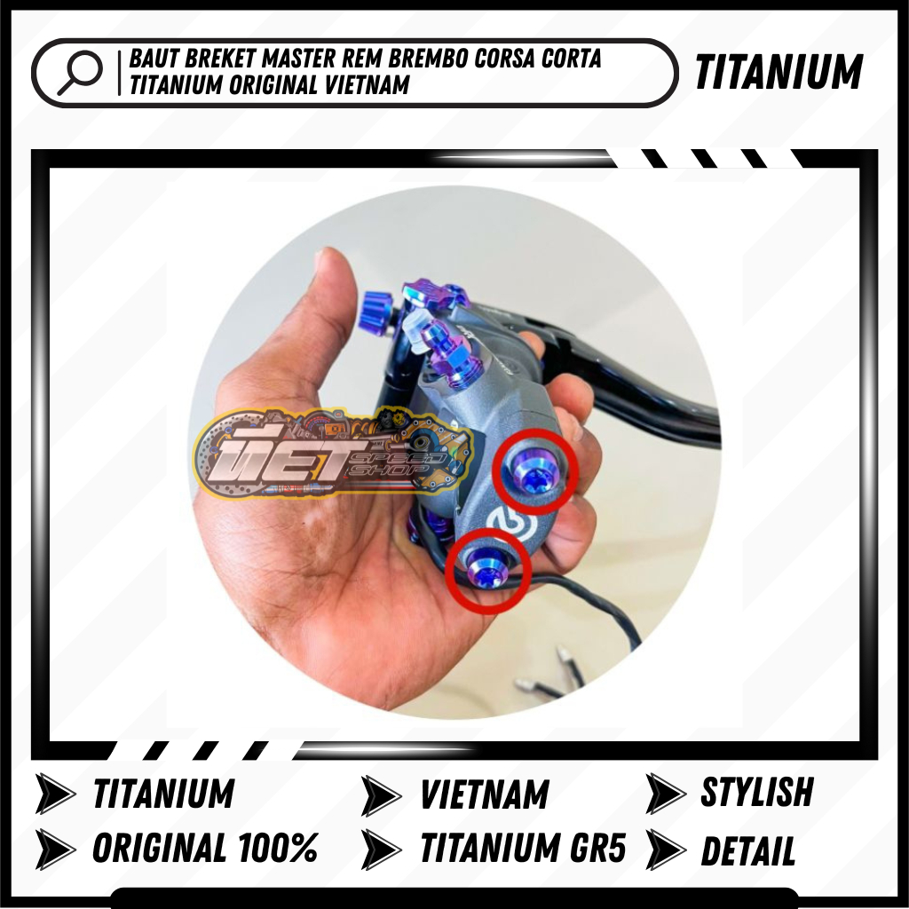 Set Baut Titanium Breket Master Rem Brembo RCS Corsa Corta Original Vietnam | Silver Brown Light Blu