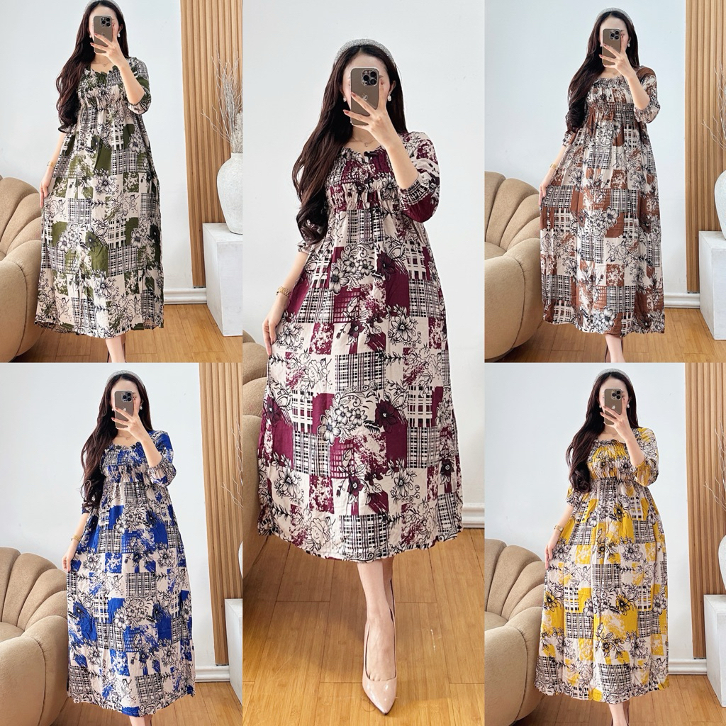dress bali serut andini _ dress sabrina longdress serut dada