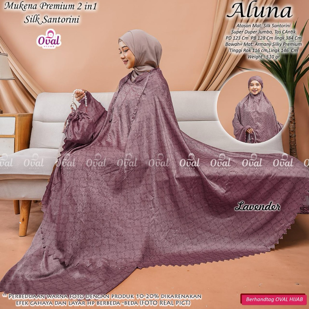 Mukena Aluna Original OVAL HIJAB Setelan Premium 2 in 1 Silk Santorini Armany Silky Mewah Adem Super