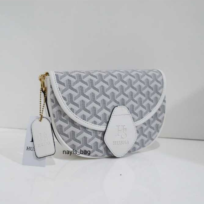 TERBARU Tas Wanita Selempang dan Sling Bag Tali Rantai Tutup Resleting Dan Kancing Motif Monogram