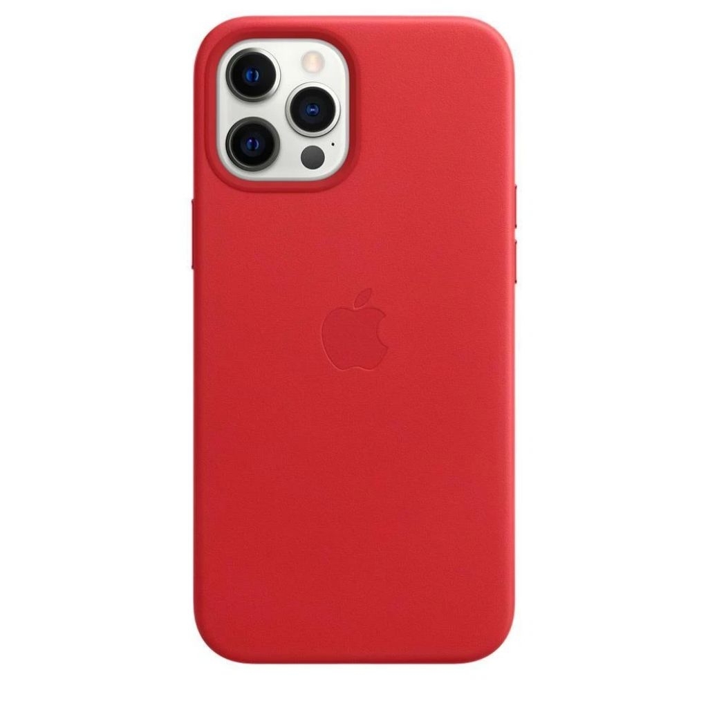 iPhone 12 Pro Max Leather Case Magsafe Original Apple Casing Kulit Red