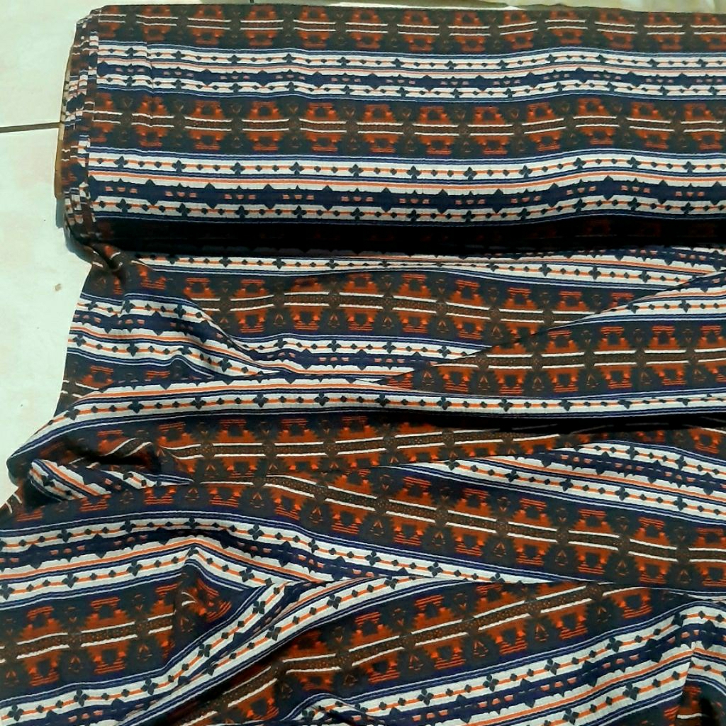 bahan kain rayon linen ex garment branded grade a motif garis² etnich
