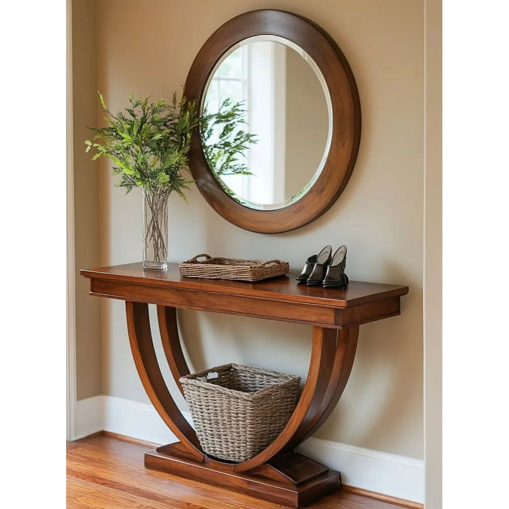 meja konsul jari solid, meja konsul mewah jati ukuran 120x90