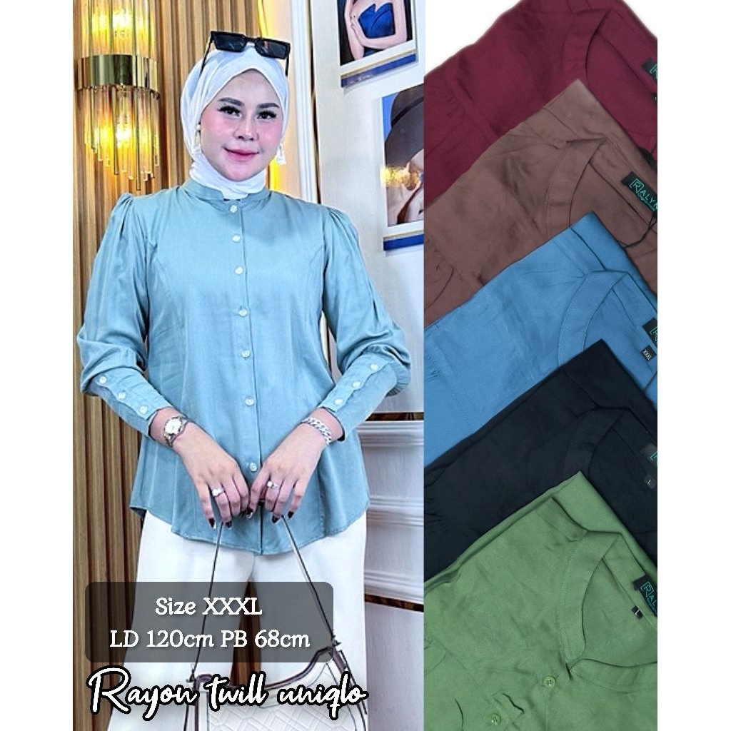 INARA Blouse kemeja wanita atasan lengan panjang | Baju Cewek | Blouse polos |  rayon twill uniqlo |