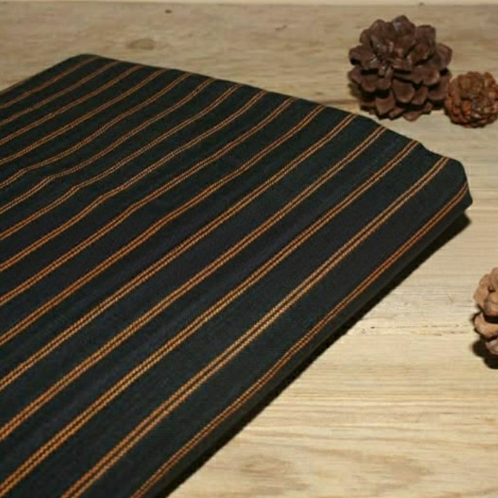 Kain Lurik ATBM Hitam Kuning Gold Elegan