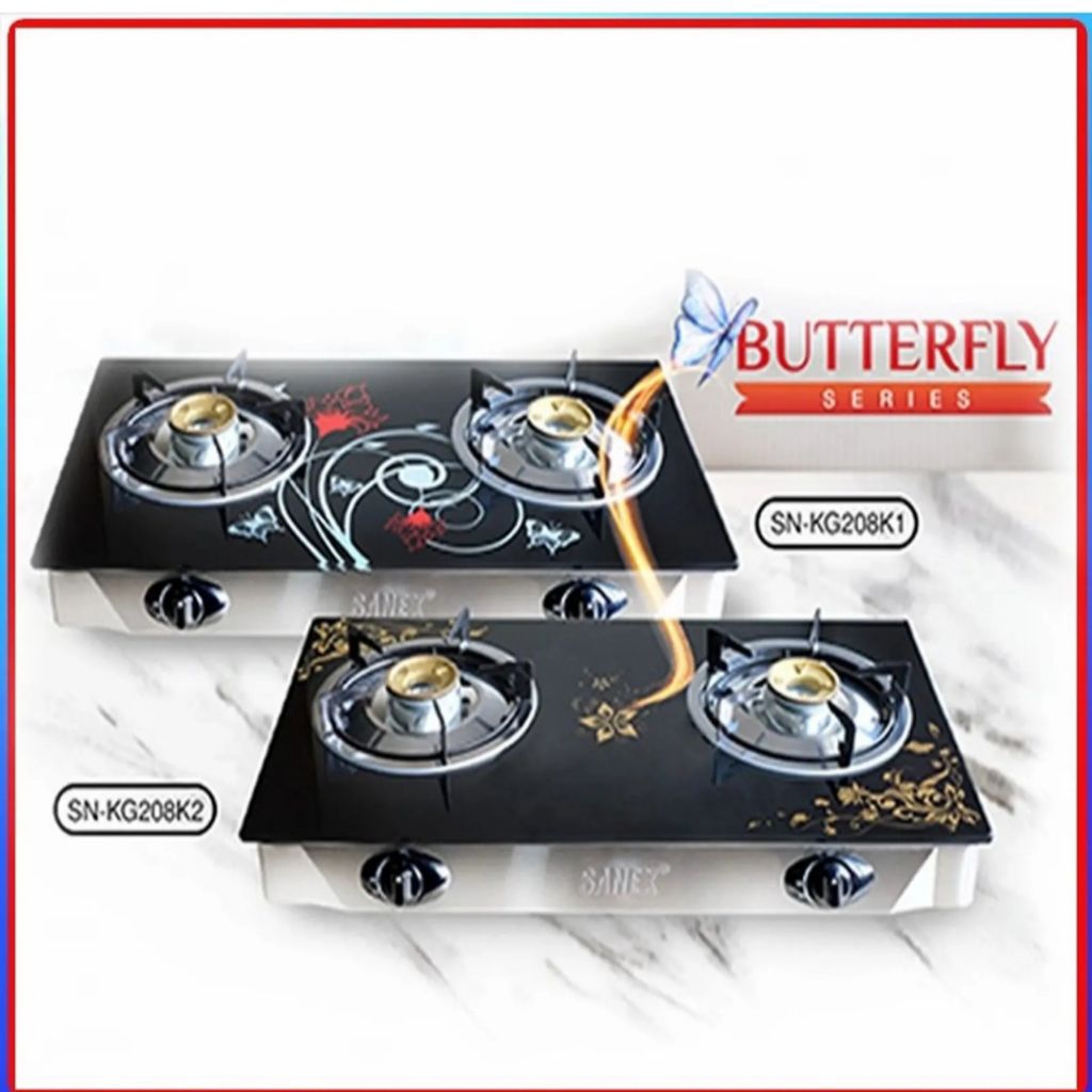 Sanex SN - KG 208 K1/K2 Kompor Gas Kaca 2 Tungku Butterfly Series - 208 K1