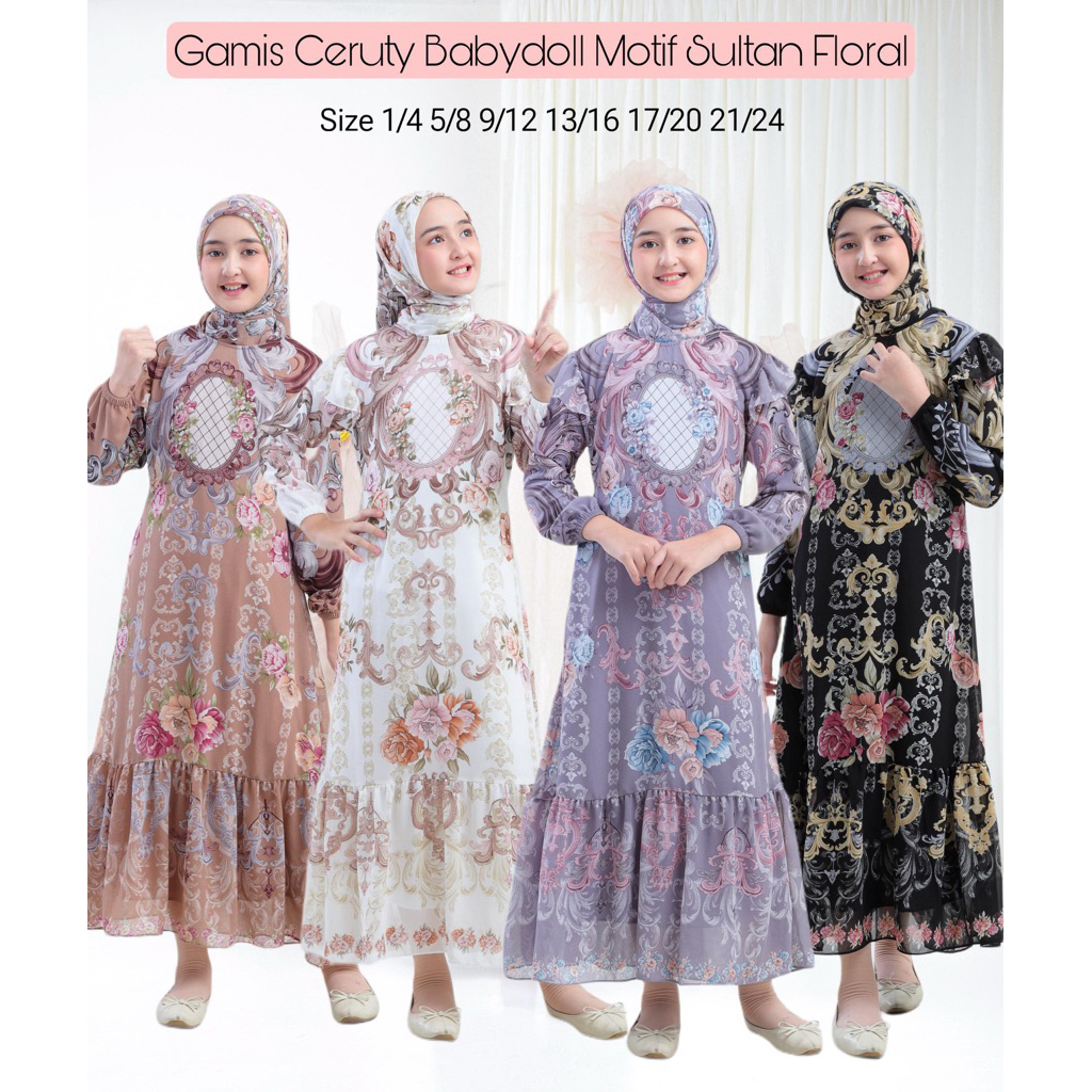 (Khusus Grosir) Gamis Malaysia Motif Sultan Bahan Ceruty (DD-4)