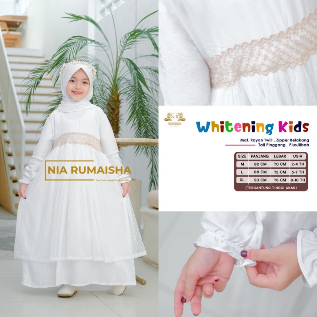 GAMIS PUTIH SET JILBAB WHITENING KIDS 2-10 TAHUN NIA RUMAISHA