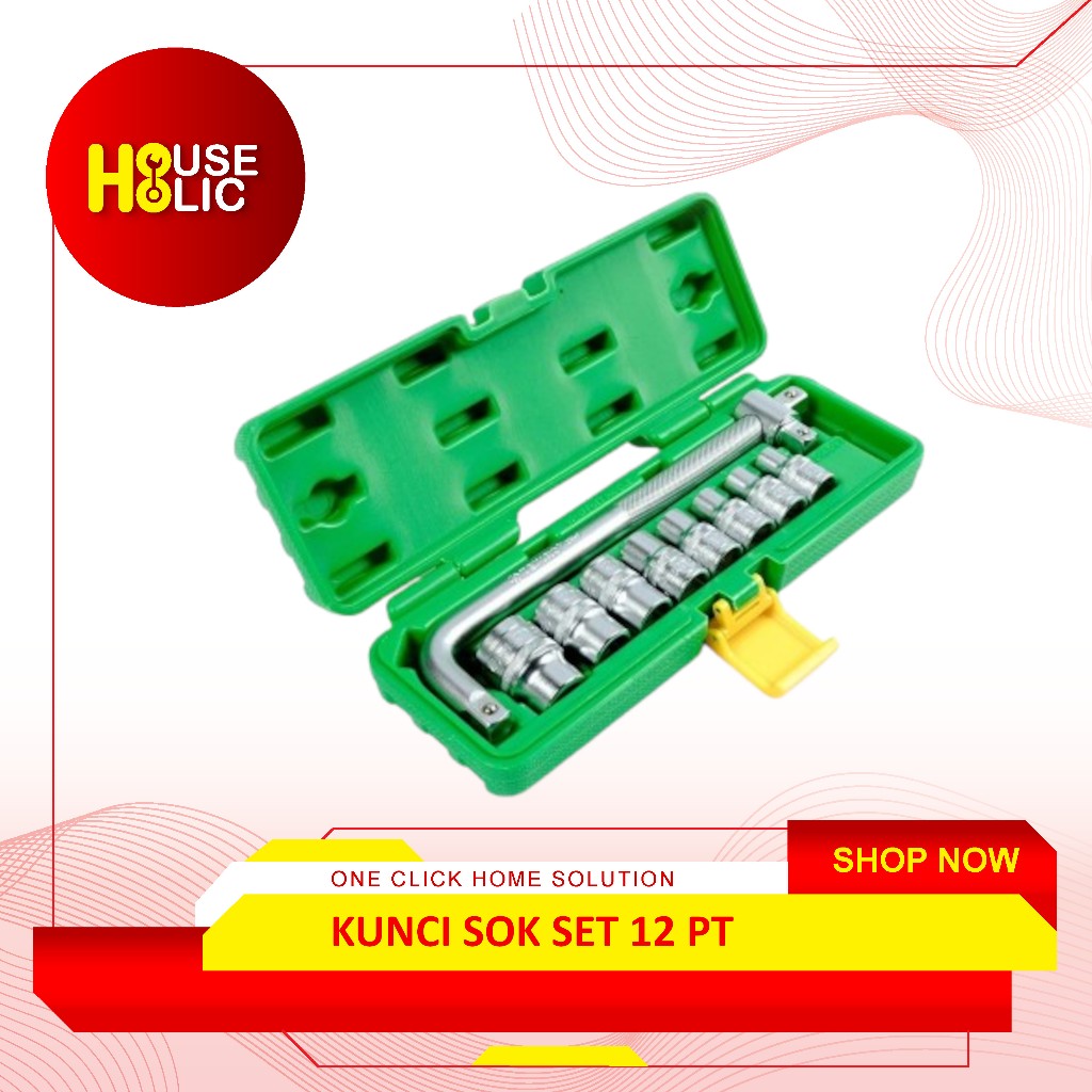 TEKIRO Set Kunci Sok 1/2 Inch 12 Point 8–24mm 10Pcs / Peralatan Bengkel & Otomotif