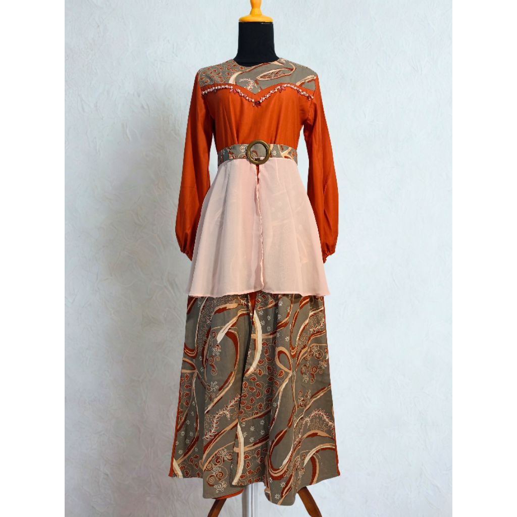 jasa jahit long dress batik kombinasi