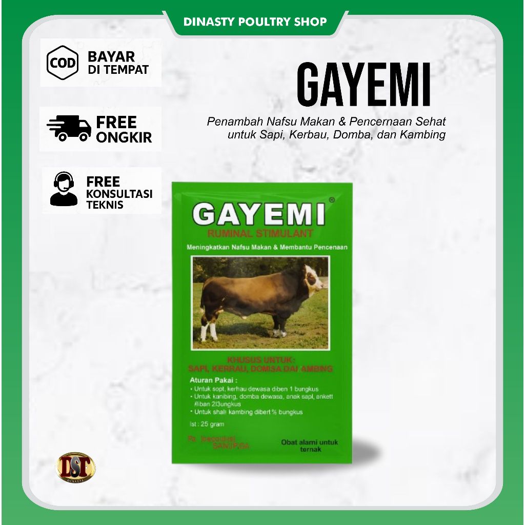 GAYEMI Ruminal Stimulant - Vitamin Pengganti Nafsu Makan Sapi Kambing Domba Aman dan Ampuh