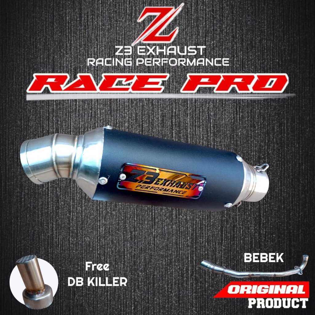 Knalpot Z3 Exhaust Racing RacePro Black Motor Bebek Jupiter Supra Revo Smash – Suara Gahar Ngebas