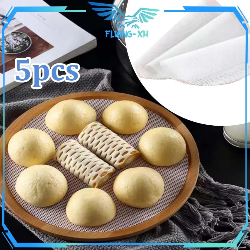 Alas Kukusan Dimsum Silikon 5pcs Alas Kukus Anti Lengket Reusable Tatakan Kukusan Dimsum Alas Kukus 