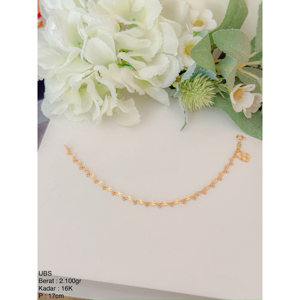 Perhiasan Gelang Emas Rantai Simple Ringan UBS HWT 16k / 700
