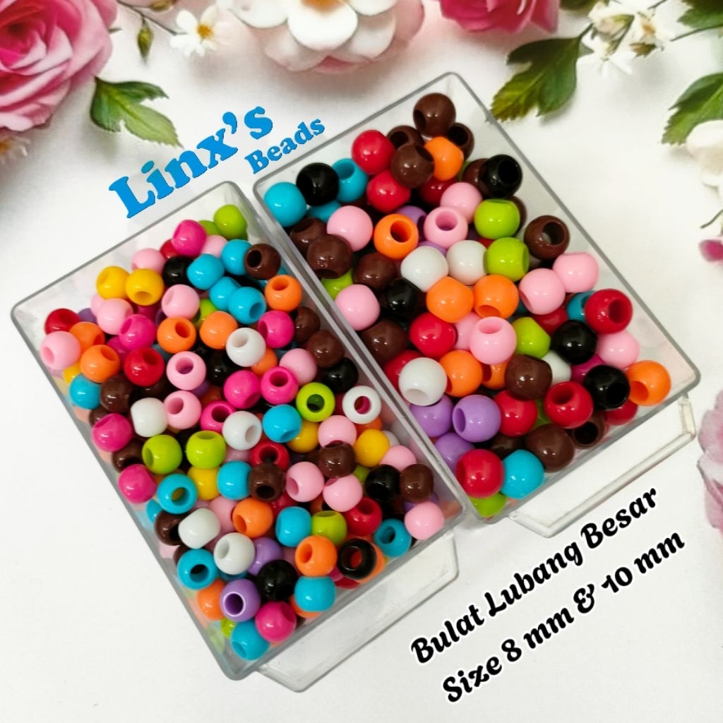 Manik Bulat Lubang Besar | Mote Bulat Solid Lubang Besar