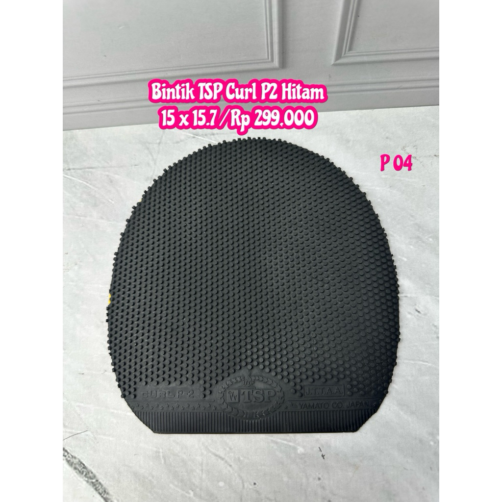 SECOND KARET TENIS MEJA PINGPONG BINTIK TSP CURL P2 WARNA HITAM