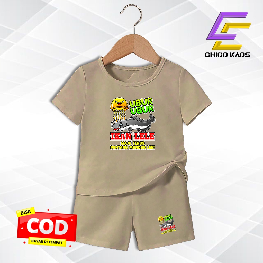 Baju Setelan Ubur' Ikan Lele Anak Laki Laki - Kaos Distro Karakter Ubur' Ikan Lele  Keren