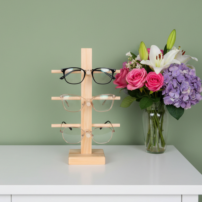 RAK DISPLAY KACAMATA KAYU free grafir