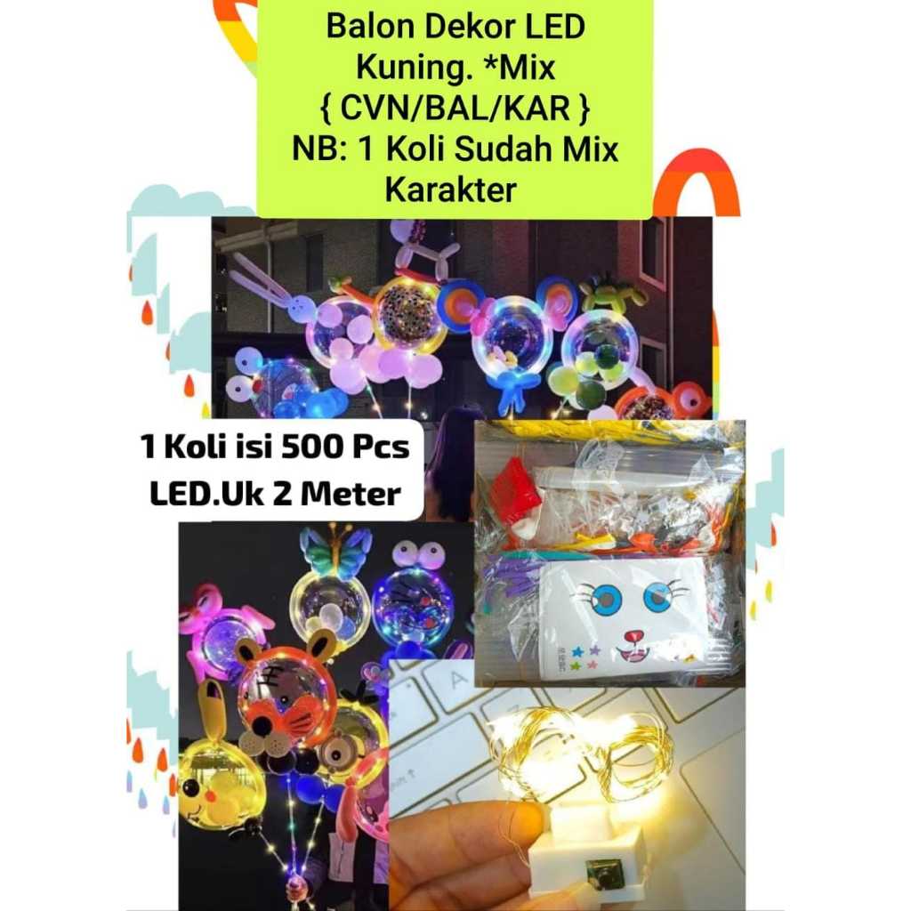 PROMO JUAL BALON DEKOR LED LAMPU WARNA WARNI TERMURAH
