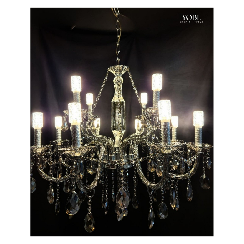 Lampu Hias Gantung Kristal Klasik Body Hitam